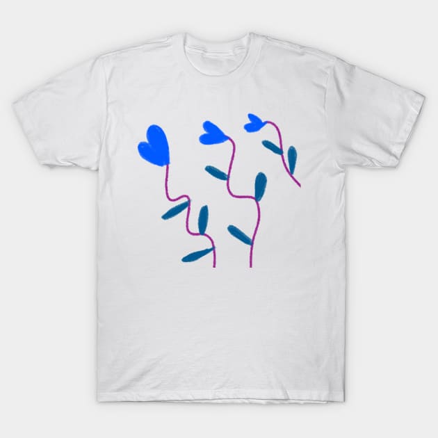 Blue watercolor heart floral art T-Shirt by Artistic_st